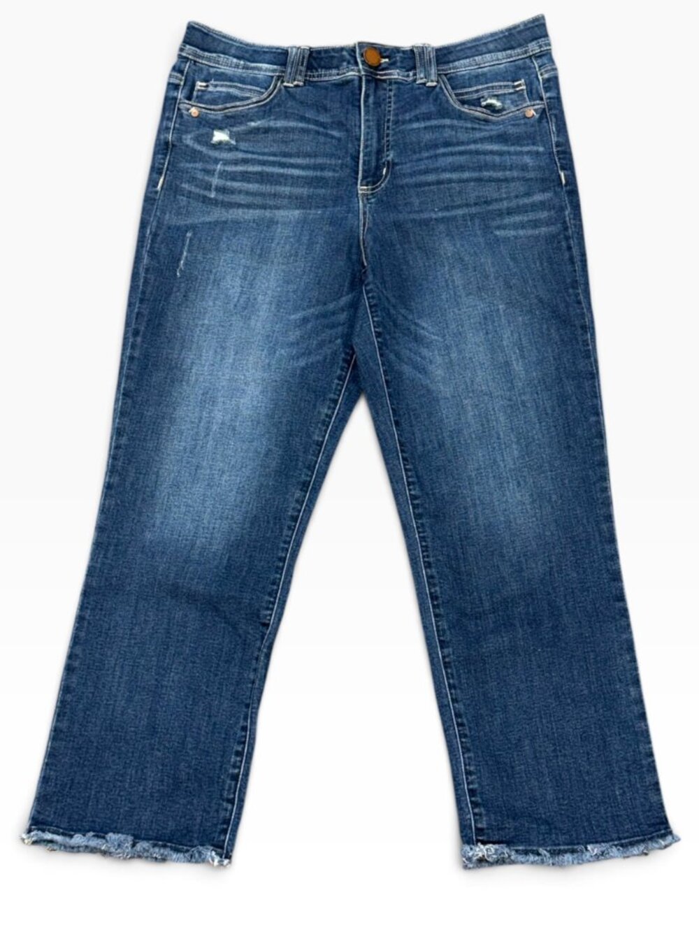 Democracy AB Technology Cropped Denim Jeans Size 12 Raw Hem High Rise Wide Leg